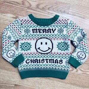 Green and White Kids Unisex Christmas Sweater Size 2T